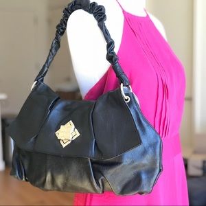 BCBGMaxAzria Black Leather Origami Hobo NWT